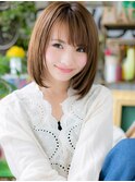 透明感斜めバング切りっぱなし艶感ストレートc720代30代40代