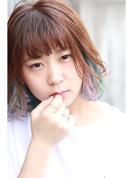 ステラ ヘア デザイン サロン(STELLA hair design salon) ライトボブ インナーカラー ユニコーンカラー S
