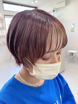 メロウ(mellow) 前髪インナー×ホワイトベージュ×ピンクベージュ