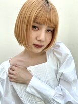 ソルトウォーター(SALT WATER) ミニボブ　オレンジカラー　ワンレン　小顔ヘア