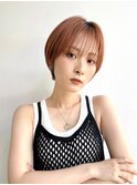 大人ショート前髪ありマッシュショート丸顔面長絶壁 K0914