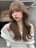 イメチェン外ハネボブ美髪ワイドバングレイヤー韓国ブリーチなし