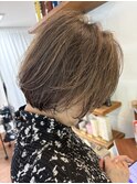 丸みショート　白髪ぼかし　白髪染め