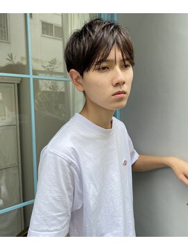 韓国風　シースルー　オリーブグレー　メンズマッシュ