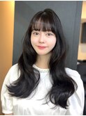 韓国レイヤー巻き髪スタイル