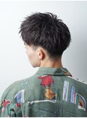 フェザーパーマ/ブルーブラック/刈り上げセンターパート[新宿]