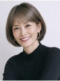 ５０代/白髪ぼかしハイライト/レイヤーボブ/ショート