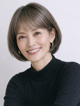 ルージュシー ショートボブ(RU10C) 50代/白髪ぼかしハイライト/レイヤーボブ/ショート