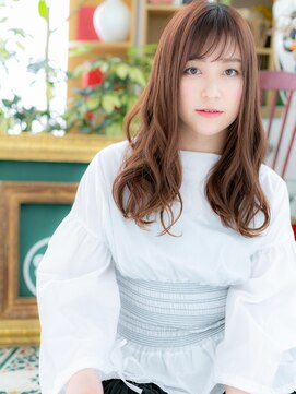 カバーヘア イヴ 戸頭店(COVER HAIR EVE) *ＥＶＥ戸頭*斜めバング＆甘カラー♪ゆるウェーブラブロングｂ