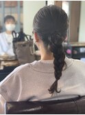 ☆編みおろし☆グレージュ☆三つ編み☆外ハネ☆アレンジ☆