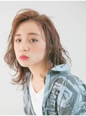 三軒茶屋_レディース_かき上げバング_コテ巻き_セミロング_小顔