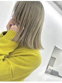 外ハネ　ロブ　ハイトーン &nbsp;ミルクティー 切りっぱなし