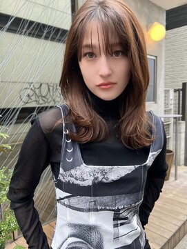 ミンクス渋谷スマートサロン(MINX shibuya smart salon) 大人ガーリーなゆるくびれミディアム チョコレートカラー