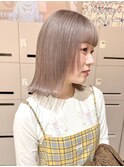 ショートボブハイトーンカラーミルクティーベージュダブルカラー