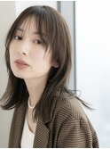 黒髪/ボブルフ/ネビージュ/小顔/ワンレン/髪質改善/泉中央33