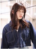 外ハネレイヤー/ミックスカール/耳かけ/ミディアム/鎌倉