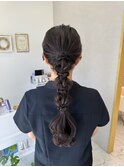 ポニーテール編みおろし