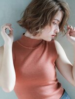 リノア 鵠沼海岸(LINOA) アッシュブラウンくせ毛風パーマ耳かけフレンチボブ