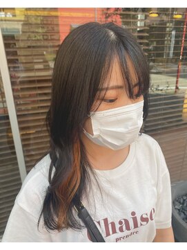 ノイ(neu) 暗髪スタイル×オレンジインナー【髪質改善/デザインカラー】