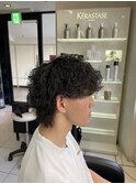 波巻きスパイラルパーマ　ウルフパーマ　メンズパーマ　理容室