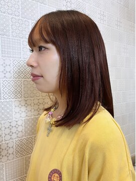 ピークアブー アヴェダ アトレ恵比寿(PEEK-A-BOO AVEDA) 結べるボブ　インナーカラー　オレンジブラウン顔まわりレイヤー