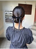 タイトなシニヨン風セット