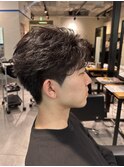 ニュアンスパーマダウンパーマ黒髪韓国マッシュツーブロック