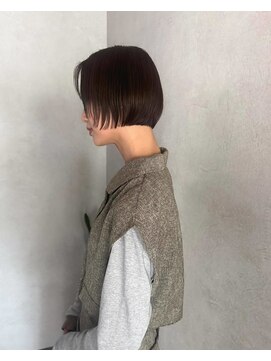 サロンエフ(salon f) 顔まわりレイヤー×ボブ×オリーブブラウン