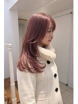 ヘアカロン 熊本本店(Hair CALON)&nbsp;ダブルカラーピンクブラウンケアブリーチ顔周りレイヤーカット