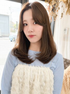 ユイマァル 岡山(YUIMARL) 岡山レイヤーカット20代30代ブリーチなしオリーブベージュ
