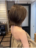 【池田】丸みシルエットくびれボブ×オリーブベージュ