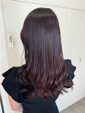 ロッカヘアエジェ(ROCCA hair eje.) 【艶ワインレッド】ロングウェーブアプリコットオレンジ