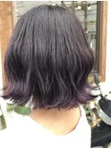 切りっぱなしボブ　グラデーション　パープル