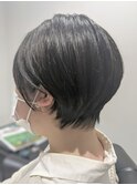 丸みショート×ダークブラウン×セット楽ちんヘアスタイル