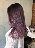 ハイライト、バレイヤージュで作るベリーピンクグレージュ