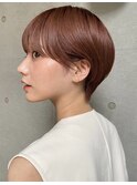 透明感暖色×束感ショート×シースルーバング×フレンチガーリー