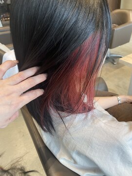 アイボリードット(ivory.) インナーカラー　ピンクレッド