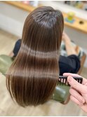 髪ドラ縮毛矯正（全体）+髪質改善Tr+カット