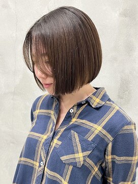 ウクラ バイ レシッド 池袋(uchla by rcid) 20代30代☆韓国艶ワンカールミニボブグレージュシアーカラー前髪