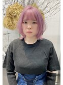 ペールピンク レイヤーボブ