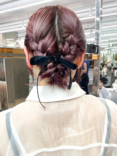 ピンクベージュヘアアレンジ__ハッシュカット_ba470481