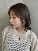 ブリーチホワイトベージュダブルカラーインナーカラー前髪顔周り