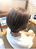 ホワイトグレージュブリーチなし白髪ぼかしカラーグレイヘア