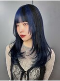 ロング顔周りレイヤーダブルカラー前髪カット_ba560611