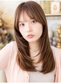 顔回りカット艶髪ダークブラウンセミディTd2上尾20代30代40代