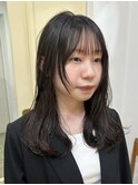 ダークブラウン フェイスレイヤー 顔周りカット