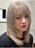 顔周りレイヤーミルクティカラー【渋谷ケアブリーチケアカラー】