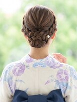 と和 巣鴨 大人上品な浴衣ヘア*編み込み低めシニヨン