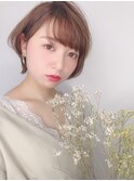 ロブヘア/オリーブベージュ/ロングレイヤー/鎖骨ミディアム