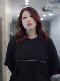レッド バレイヤージュ エアタッチ 大野城 美容室セミロング